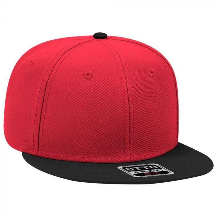 OTTO 125-978 Wool Blend Flat Visor Pro Style Snapback Cap - Black Red Red - HIT a Double - 1