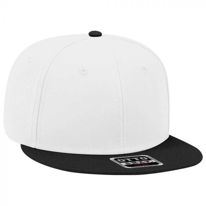OTTO 125-978 Wool Blend Flat Visor Pro Style Snapback Cap - Black White White - HIT a Double - 1