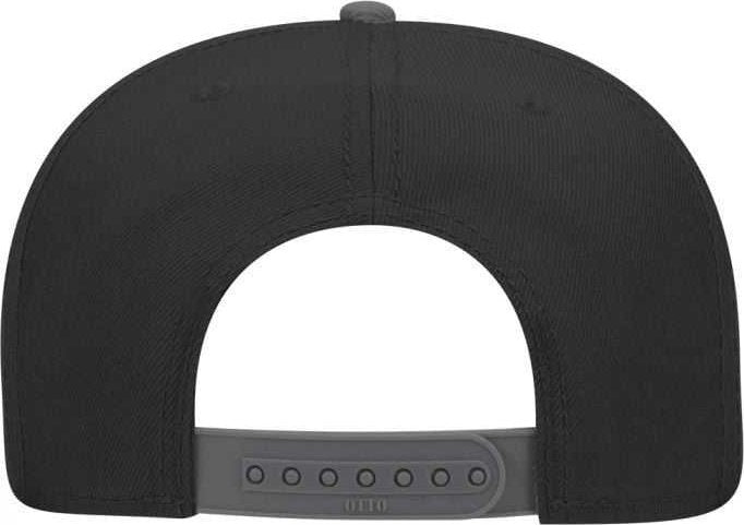 OTTO 125-978 Wool Blend Flat Visor Pro Style Snapback Cap - Charcoal Gray Black Black - HIT a Double - 2