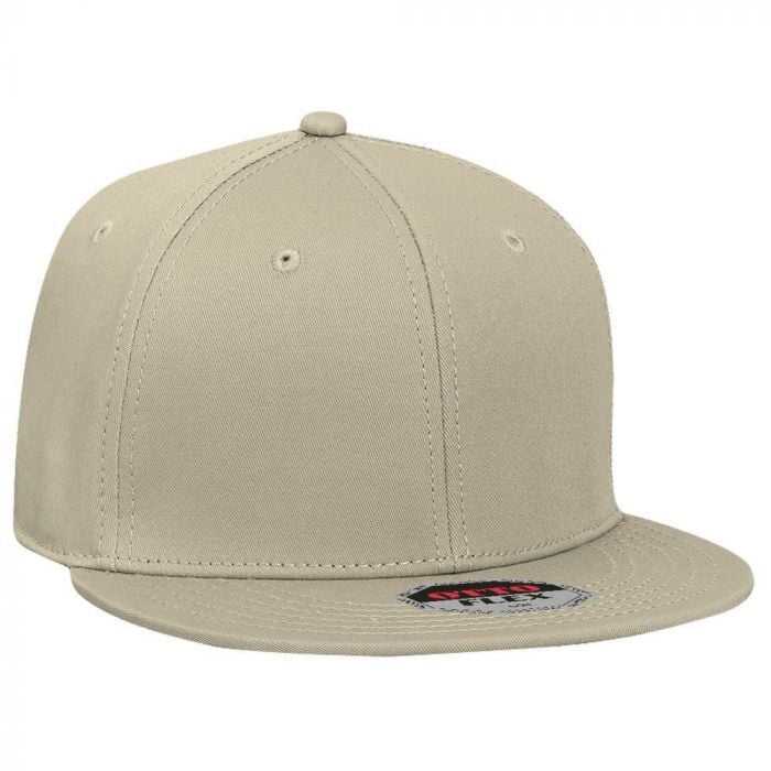 OTTO 13-1006 Stretchable Superior Cotton Twill Flat Visor Pro Style Structured Firm Front Panel Cap - Khaki - HIT a Double - 1