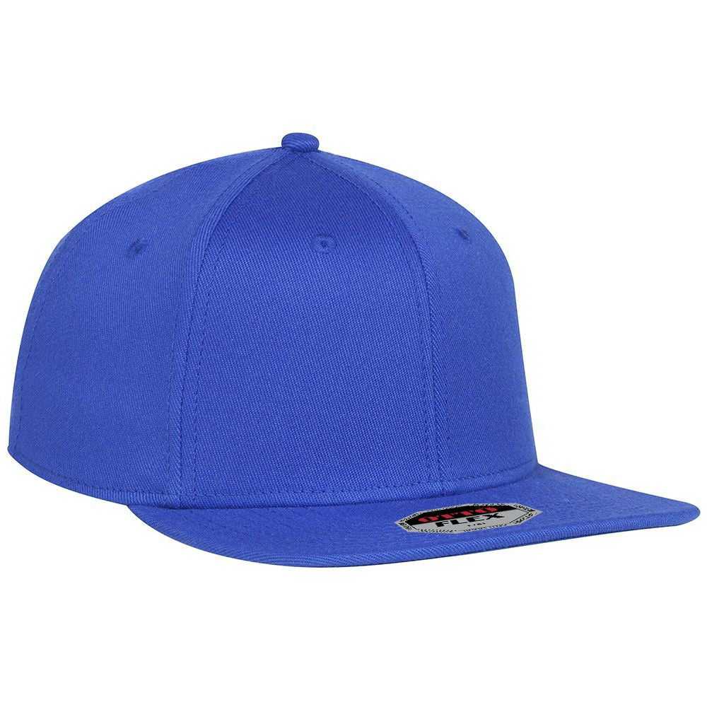 OTTO 13-1156 Stretchable Wool Blend Twill Square Flat Visor Flex 6 Panel Pro Style Baseball Cap - Royal - HIT a Double - 1
