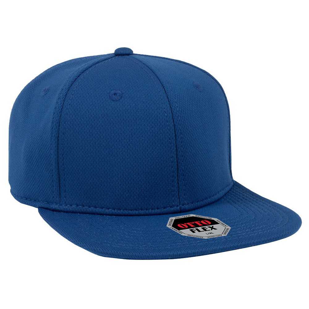 OTTO 13-1206 Cool Comfort Stretchable Polyester Cool Mesh Square Flat Visor Flex 6 Panel Pro Style Baseball Cap - Royal - HIT a Double - 1
