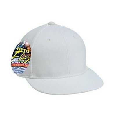 OTTO 13-680 Stretchable Wool Blend Flat Visor Pro Style Cap with 6 Embroidered Eyelets - White - HIT a Double - 1