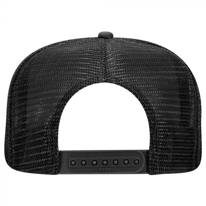 OTTO 132-1037 Polyester Foam Front Flat Visor High Crown Golf Style Mesh Back Cap - Black - HIT a Double - 1