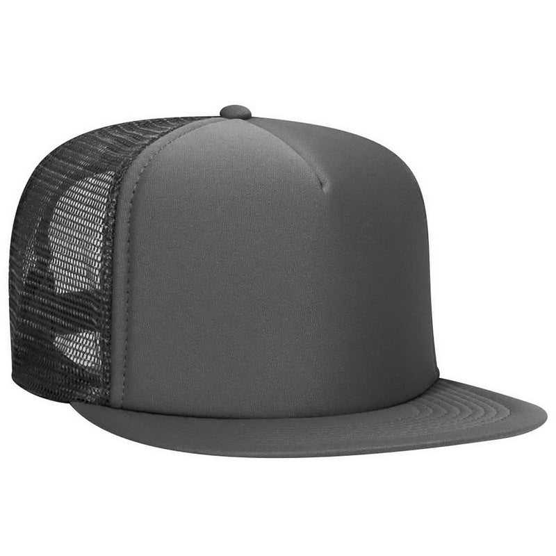 OTTO 132-1037 Polyester Foam Front Flat Visor High Crown Golf Style Mesh Back Cap - Charcoal Gray - HIT a Double - 1
