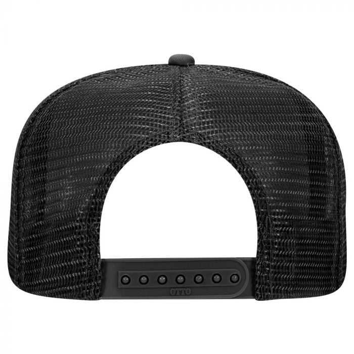 OTTO 132-1037 Polyester Foam Front Flat Visor High Crown Golf Style Mesh Back Cap - Black White Black - HIT a Double - 1