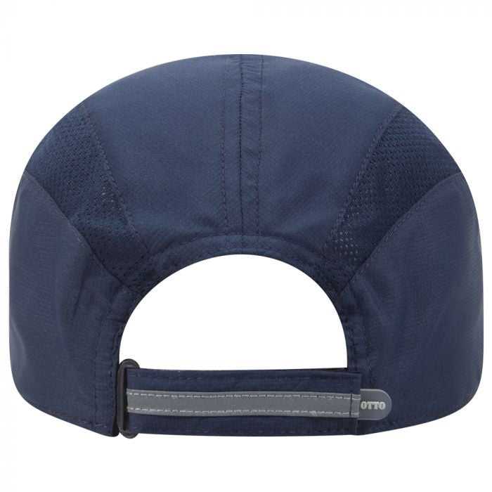 OTTO 133-1240 6 Panel Polyester Pongee with Mesh Inserts and Reflective Sandwich Visor Running Cap - Navy - HIT a Double - 2