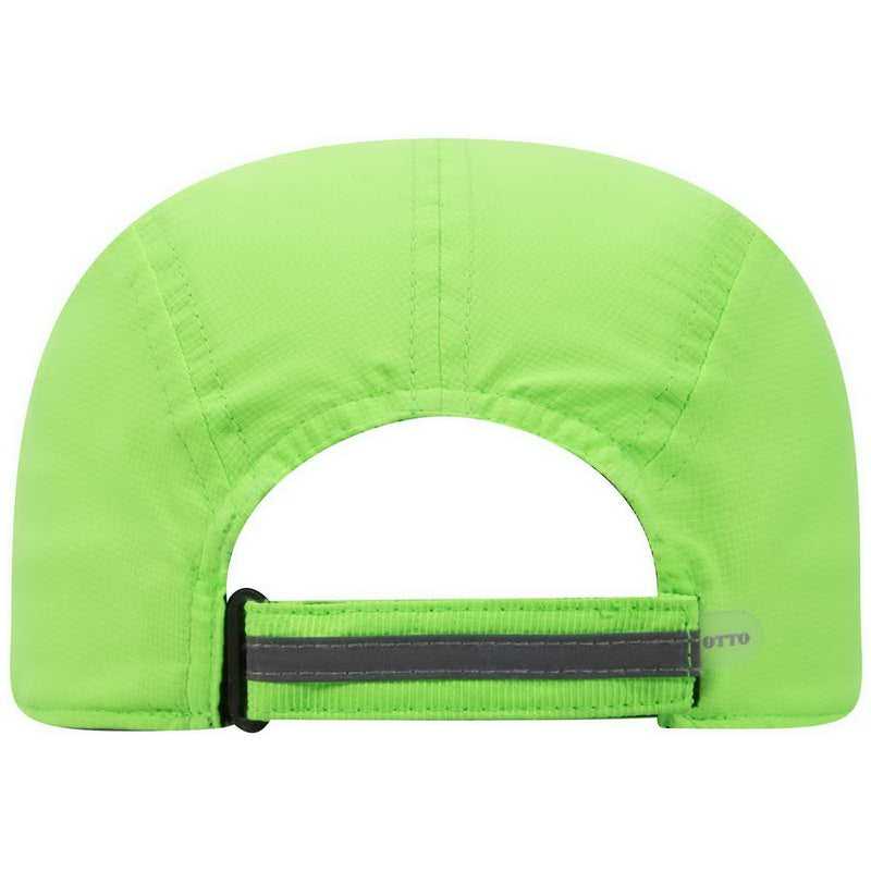 OTTO 133-1252 5 Panel Polyester Pongee Reflective Sandwich Visor Running Cap - Neon Green - HIT a Double - 2