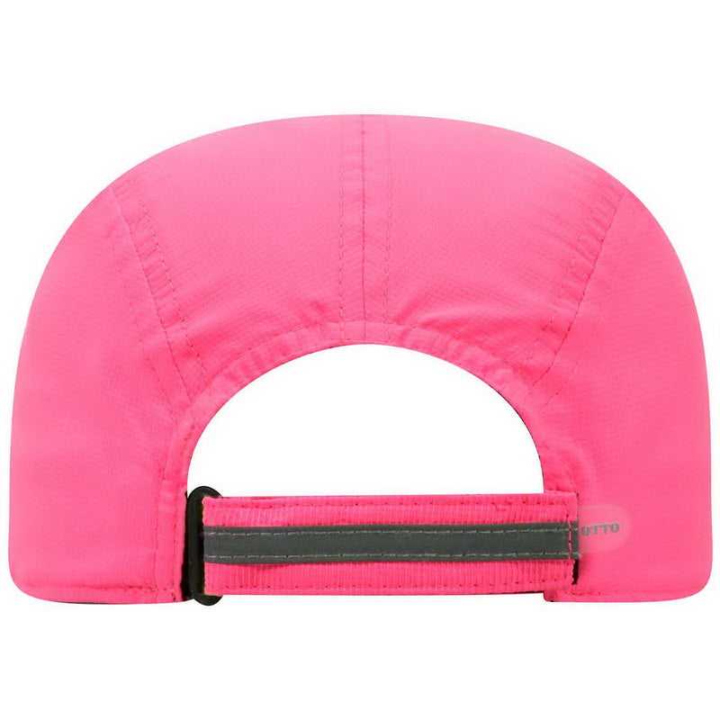 OTTO 133-1252 5 Panel Polyester Pongee Reflective Sandwich Visor Running Cap - Neon Pink - HIT a Double - 1