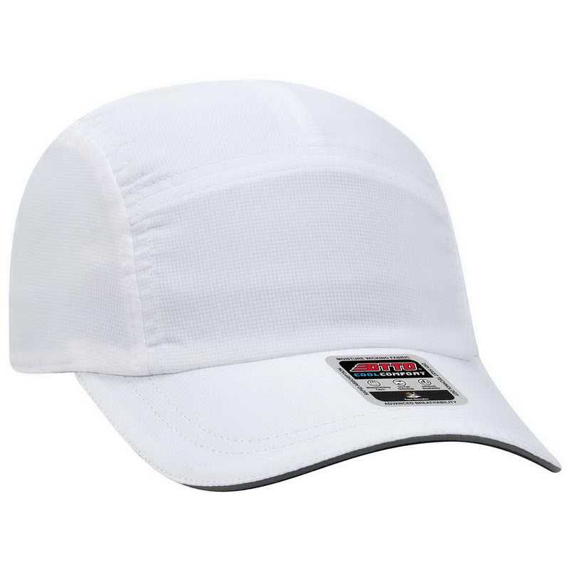 OTTO 133-1252 5 Panel Polyester Pongee Reflective Sandwich Visor Running Cap - White - HIT a Double - 1