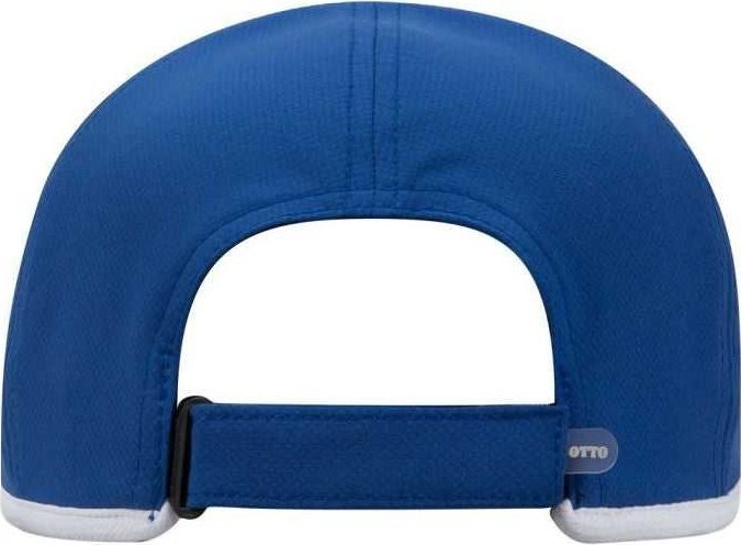 OTTO 133-1254 6 Panel UPF 50+ Cool Comfort Performance Stretchable Knit with Cool Mesh Insert and Binding Trim Visor Running Cap - Royal White - HIT a Double - 2