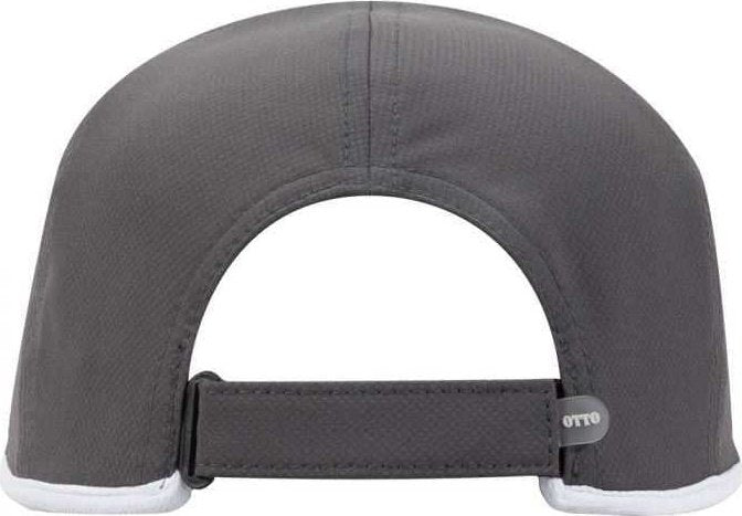 OTTO 133-1254 6 Panel UPF 50+ Cool Comfort Performance Stretchable Knit with Cool Mesh Insert and Binding Trim Visor Running Cap - Charcoal White - HIT a Double - 2