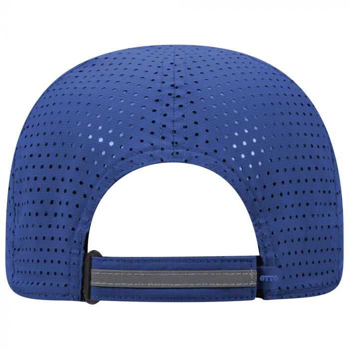 OTTO 133-1258 6 Panel Textured Polyester Pongee with Mesh Inserts Reflective Sandwich Visor Running Cap - Royal - HIT a Double - 2