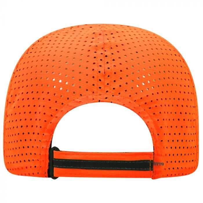 OTTO 133-1258 6 Panel Textured Polyester Pongee with Mesh Inserts Reflective Sandwich Visor Running Cap - Neon Orange - HIT a Double - 2
