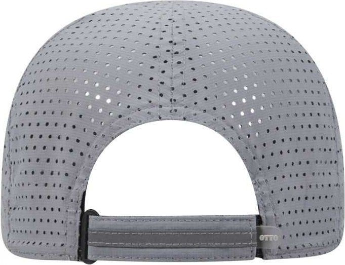 OTTO 133-1258 6 Panel Textured Polyester Pongee with Mesh Inserts Reflective Sandwich Visor Running Cap - Gray - HIT a Double - 2