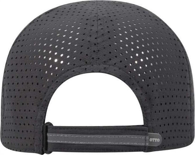 OTTO 133-1258 6 Panel Textured Polyester Pongee with Mesh Inserts Reflective Sandwich Visor Running Cap - Charcoal Gray - HIT a Double - 2
