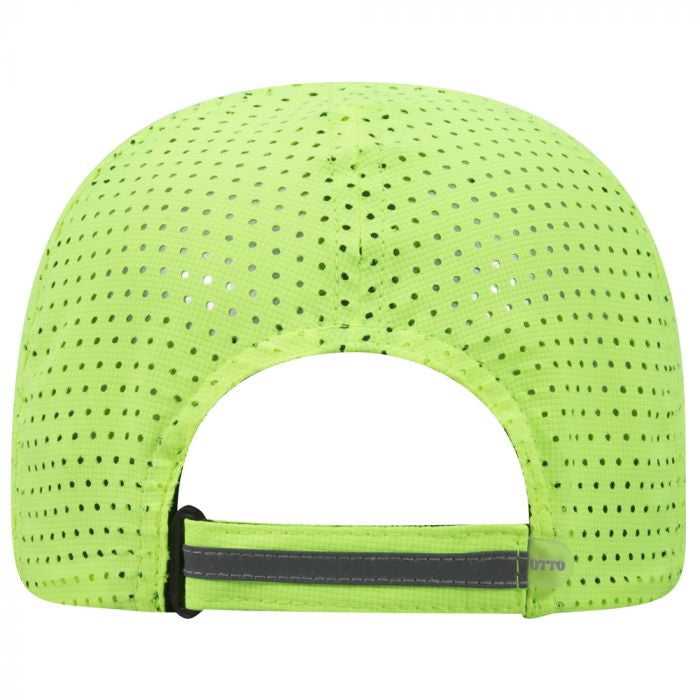 OTTO 133-1258 6 Panel Textured Polyester Pongee with Mesh Inserts Reflective Sandwich Visor Running Cap -Neon Yellow Neon Yellow - HIT a Double - 2