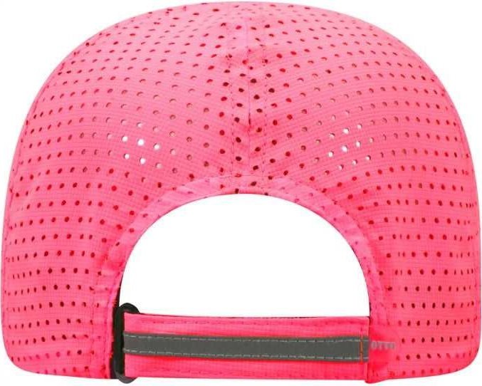 OTTO 133-1258 6 Panel Textured Polyester Pongee with Mesh Inserts Reflective Sandwich Visor Running Cap - Neon Pink - HIT a Double - 2