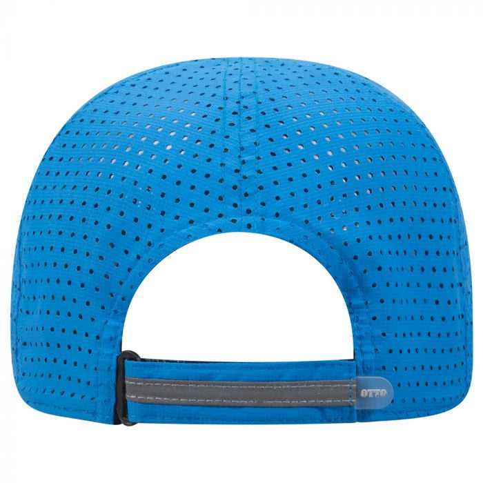 OTTO 133-1258 6 Panel Textured Polyester Pongee with Mesh Inserts Reflective Sandwich Visor Running Cap - Neon Blue - HIT a Double - 2