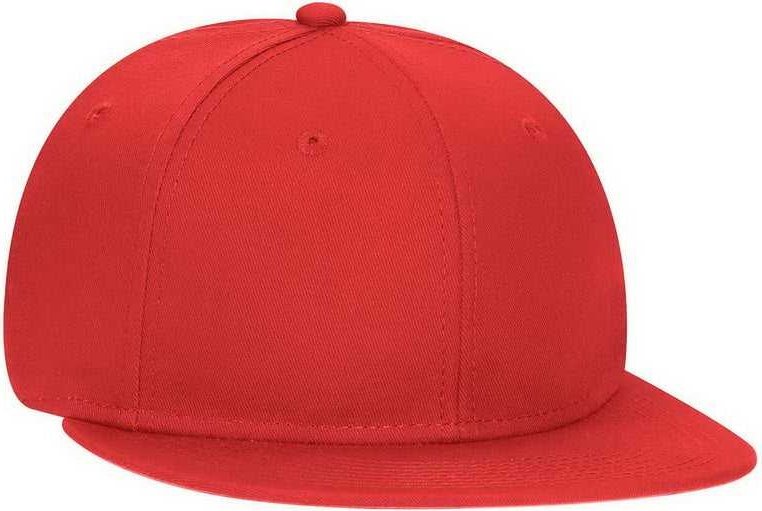 OTTO 145-1044 Superior Cotton Twill Round Flat Visor Youth 6 Panel Snapback Hat - Red - HIT a Double - 1
