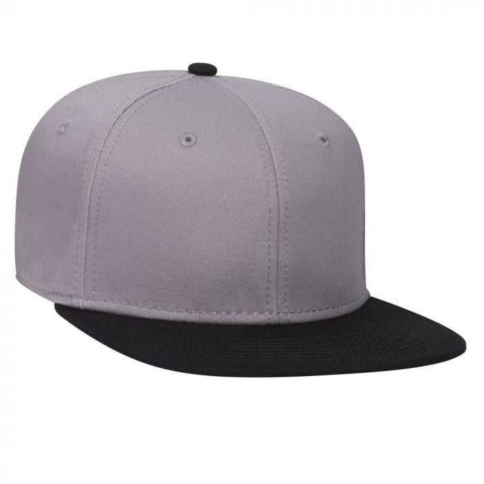 OTTO 145-1044 Superior Cotton Twill Round Flat Visor Youth 6 Panel Snapback Hat - Black Gray Gray - HIT a Double - 1