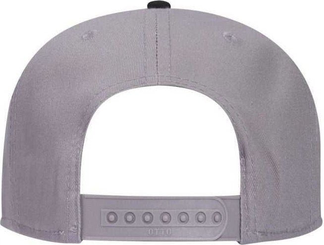 OTTO 145-1044 Superior Cotton Twill Round Flat Visor Youth 6 Panel Snapback Hat - Black Gray Gray - HIT a Double - 2