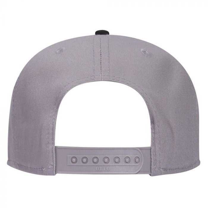 OTTO 145-1044 Superior Cotton Twill Round Flat Visor Youth 6 Panel Snapback Hat - Black Gray Gray - HIT a Double - 2