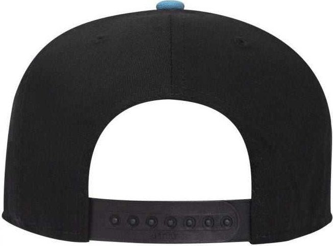 OTTO 145-1044 Superior Cotton Twill Round Flat Visor Youth 6 Panel Snapback Hat - Aqua Black Black - HIT a Double - 1