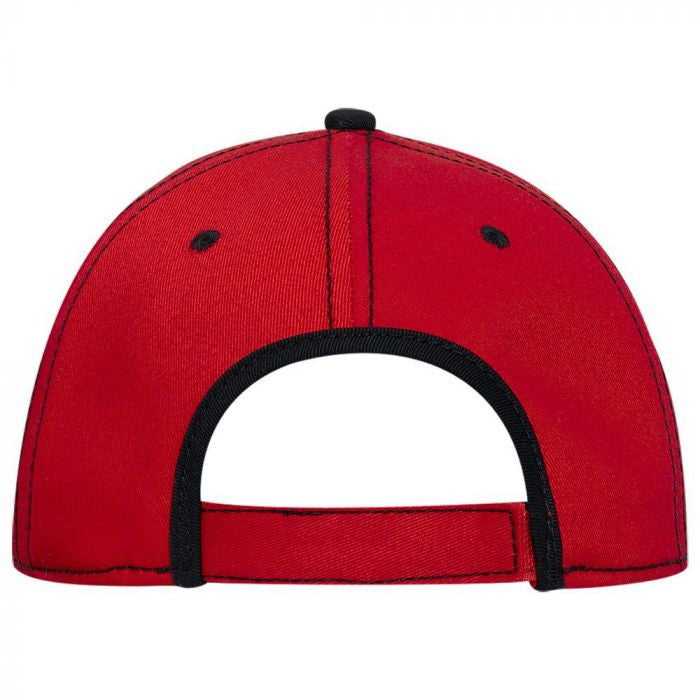 OTTO 147-1071 Superior Cotton Twill w/ Contrast Stitching Binding Trim Visor 6 Panel Low Profile Baseball Cap - Red Black - HIT a Double - 1