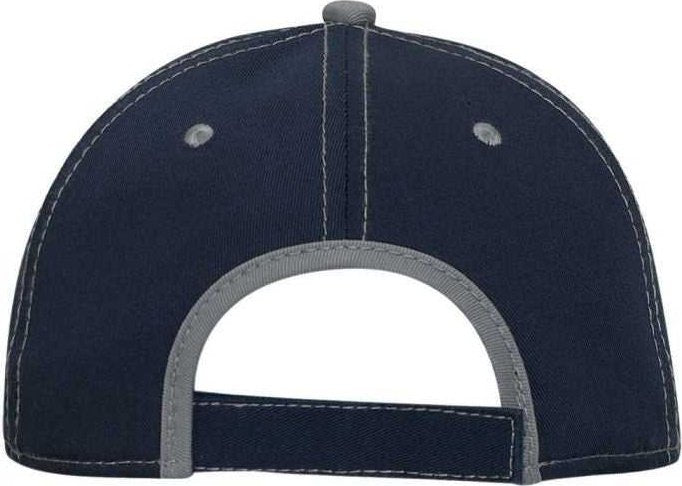 OTTO 147-1071 Superior Cotton Twill w/ Contrast Stitching Binding Trim Visor 6 Panel Low Profile Baseball Cap - Navy Gray - HIT a Double - 2