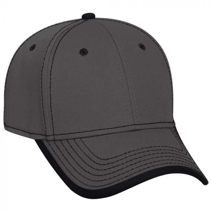 OTTO 147-1071 Superior Cotton Twill w/ Contrast Stitching Binding Trim Visor 6 Panel Low Profile Baseball Cap - Charcoal Black - HIT a Double - 1
