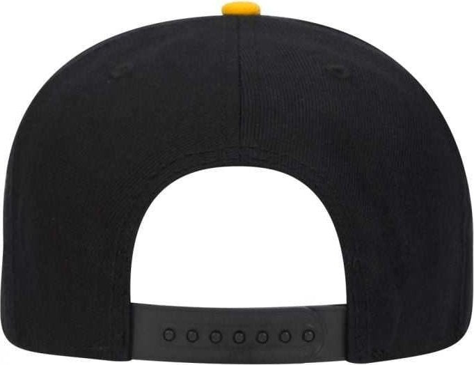 OTTO 148-1086 Wool Blend Twill Square Flat Visor 6 Panel Pro Style Snapback Hat - Gold Black Black - HIT a Double - 2