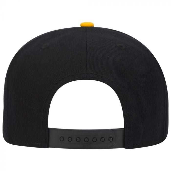 OTTO 148-1086 Wool Blend Twill Square Flat Visor 6 Panel Pro Style Snapback Hat - Gold Black Black - HIT a Double - 1