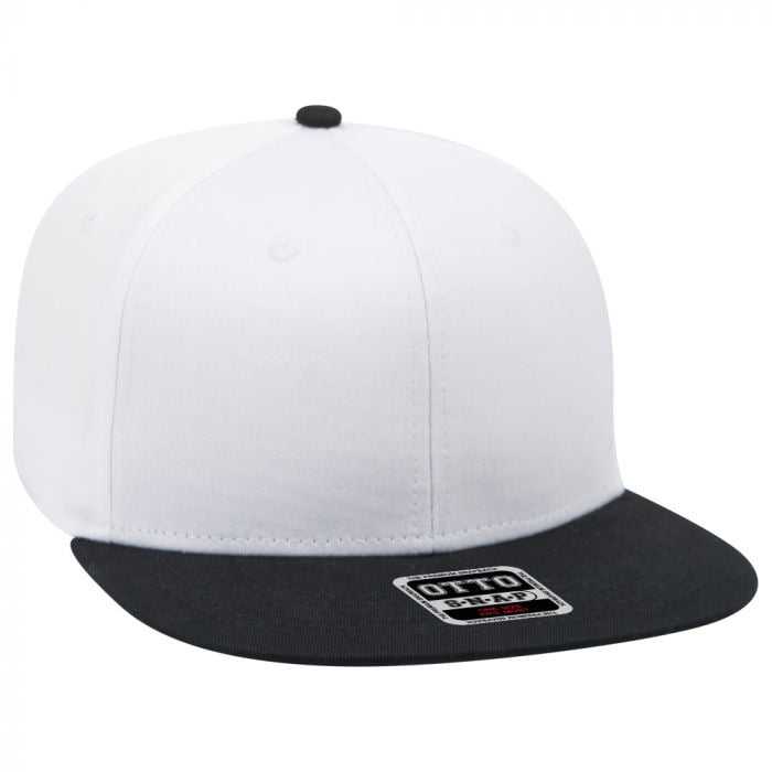 OTTO 148-1197 Snap 6 Panel Mid Profile Snapback Hat - Black White White - HIT a Double - 1