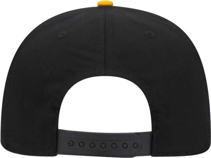 OTTO 148-1197 Snap 6 Panel Mid Profile Snapback Hat - Gold Black Black - HIT a Double - 2