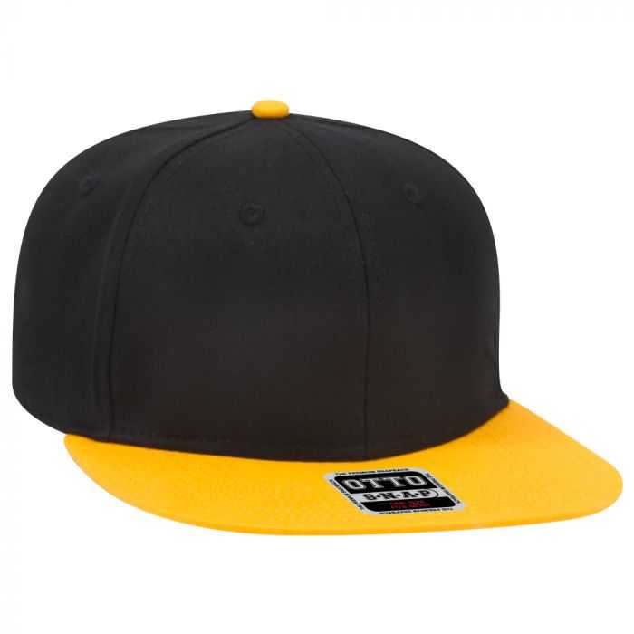 OTTO 148-1197 Snap 6 Panel Mid Profile Snapback Hat - Gold Black Black - HIT a Double - 1