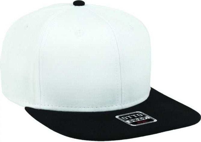 OTTO 148-1224 Snap 6 Panel Mid Profile Snapback Hat - Black White White - HIT a Double - 1
