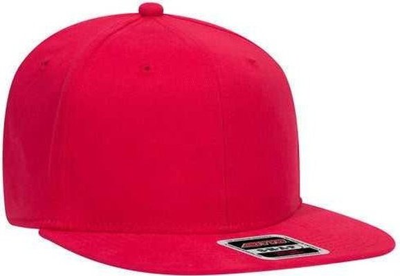OTTO 148-1228 Ultra Fine Brushed Stretchable Superior Cotton Twill Square Flat Visor 6 Panel Pro Style Snapback Hat - Red - HIT a Double - 1