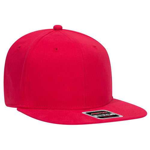 OTTO 148-1228 Ultra Fine Brushed Stretchable Superior Cotton Twill Square Flat Visor 6 Panel Pro Style Snapback Hat - Red - HIT a Double - 1