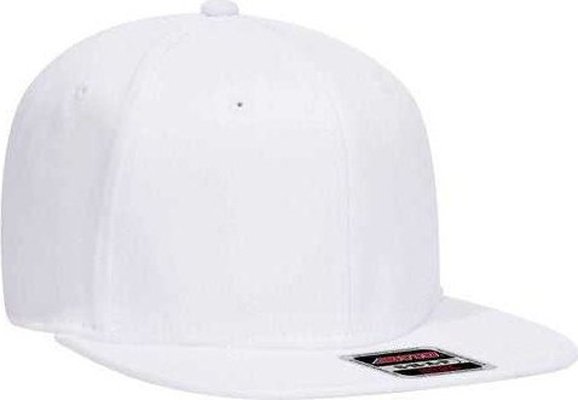 OTTO 148-1228 Ultra Fine Brushed Stretchable Superior Cotton Twill Square Flat Visor 6 Panel Pro Style Snapback Hat - White - HIT a Double - 1