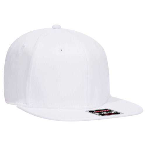 OTTO 148-1228 Ultra Fine Brushed Stretchable Superior Cotton Twill Square Flat Visor 6 Panel Pro Style Snapback Hat - White - HIT a Double - 1