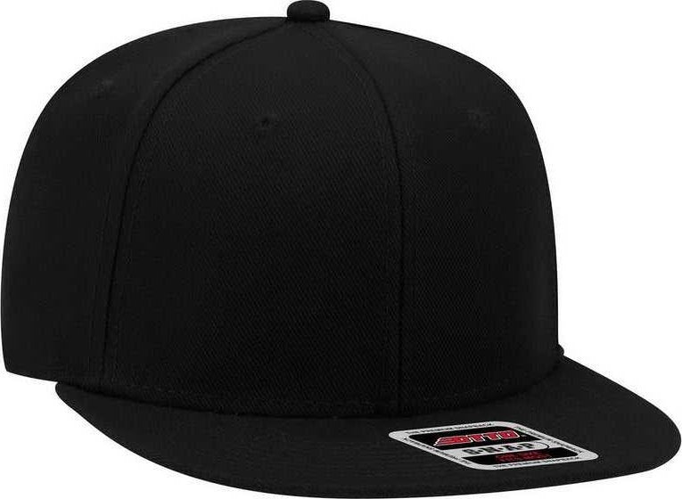 OTTO 148-1267 Snap 6 Panel Mid Profile Snapback Hat - Black - HIT a Double - 1