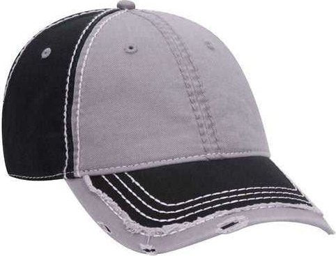 OTTO 149-1091 6 Panel Low Profile Dad Hat - Black Gray Black - HIT a Double - 1