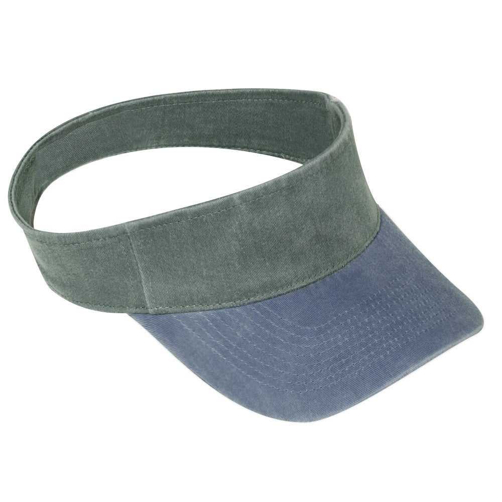 OTTO 15-280 Washed Pigment Dyed Cotton Twill 8 Rows Stitching Sun Visors - Navy Dark Green - HIT a Double - 1