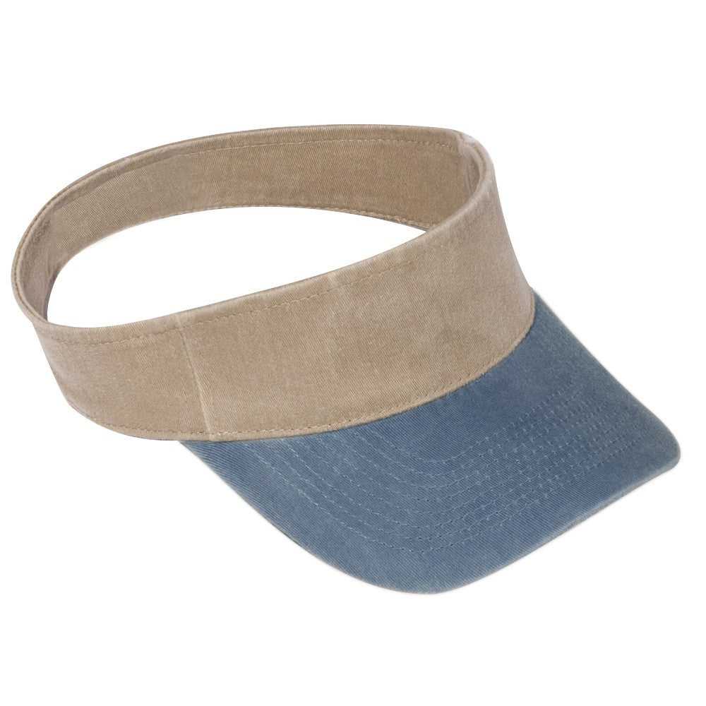 OTTO 15-280 Washed Pigment Dyed Cotton Twill 8 Rows Stitching Sun Visors - Navy Khaki - HIT a Double - 1