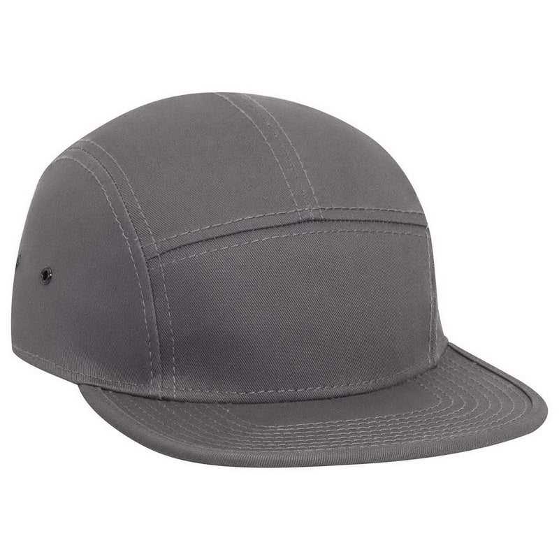 OTTO 151-1098 Superior Cotton Twill Square Flat Visor w/ Binding Trim 5 Panel Camper Hat - Charcoal Gray - HIT a Double - 1