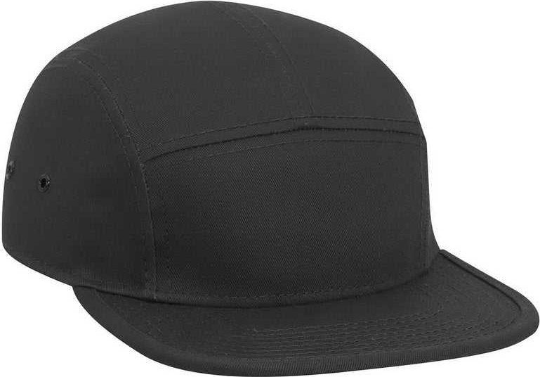 OTTO 151-1098 Superior Cotton Twill Square Flat Visor w/ Binding Trim 5 Panel Camper Hat - Black - HIT a Double - 1
