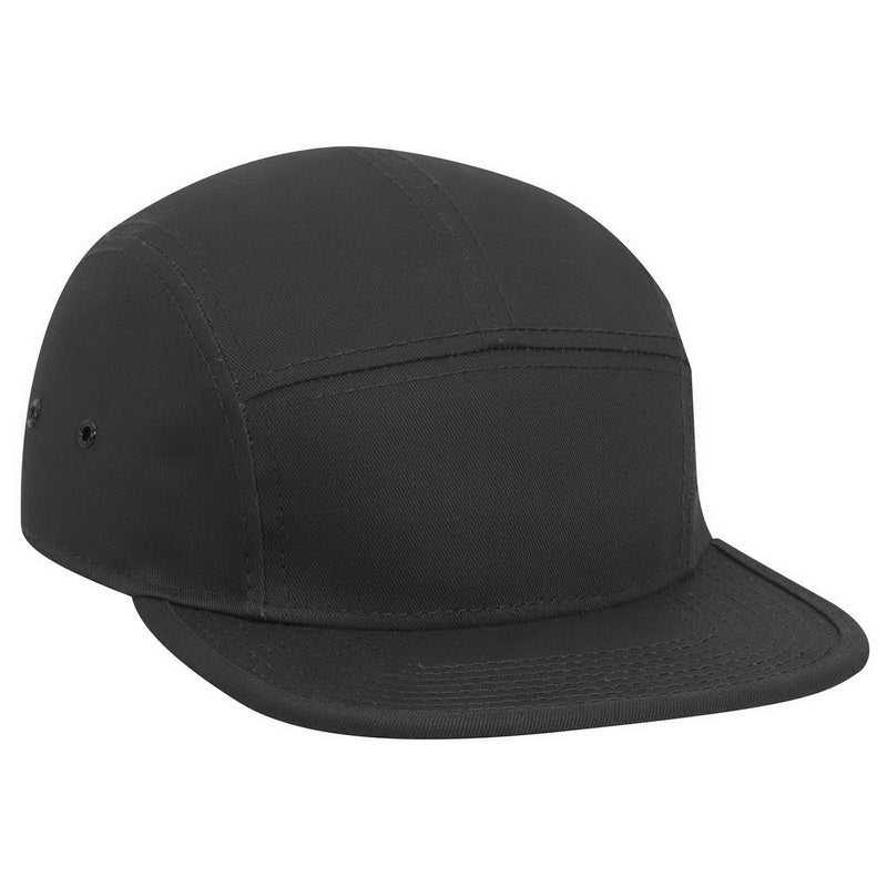 OTTO 151-1098 Superior Cotton Twill Square Flat Visor w/ Binding Trim 5 Panel Camper Hat - Black - HIT a Double - 1