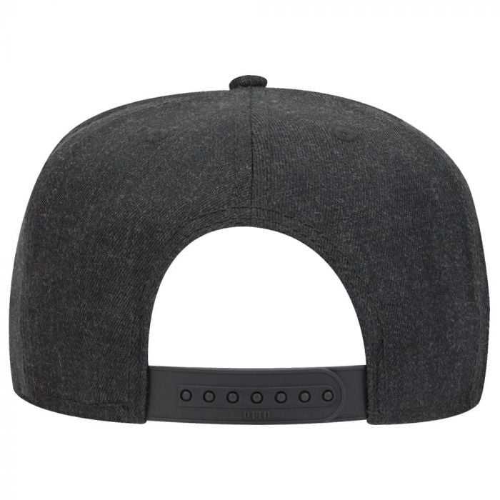 OTTO 158-1176 Wool Blend Twill Square Flat Visor 5 Panel Pro Style Snapback Hat - Heather Black - HIT a Double - 2