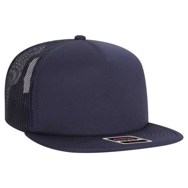 OTTO 164-1190 Snap 5 Panel Mid Profile Mesh Back Trucker Snapback Hat - Navy - HIT a Double - 1